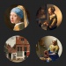 MAŁE PODSTAWKI SZKLANE NA STÓŁ Vermeer - KPL 4 SZT. NA STOJAKU